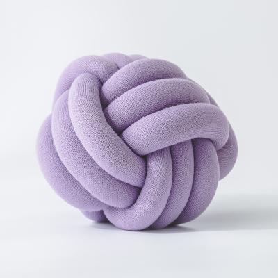 China Purple Round Anti-Pull Knot Pillow Handmade Knotted Cushion for sale