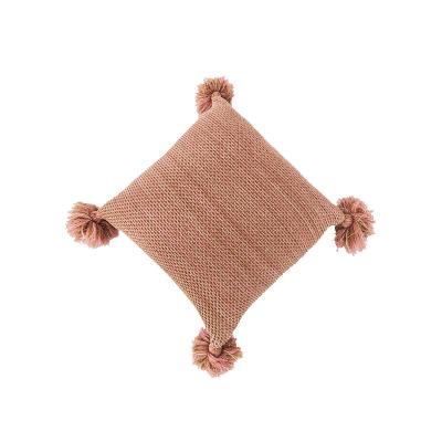 China Anti-Pull Square Pillow Cover Solid Knit Cushion Cover Vintage Brown Pink Gray Tassels Pillow Case Soft For Sofa Chair Home Decoration for sale