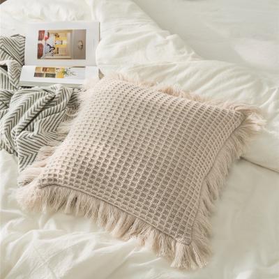 China Anti-Pull Cushion Cover 45*45cm Knit Gray Checked Cushion Cover Sofa Pillowcase for sale