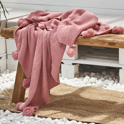 China Daily Life Solid Colors Large Knit Tassel Throw Blanket Air Conditioning Blanket for sale