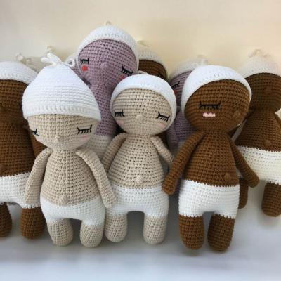 China Customized Baby Toy Knit Plush Toy Crochet Sleeping Baby Doll for sale