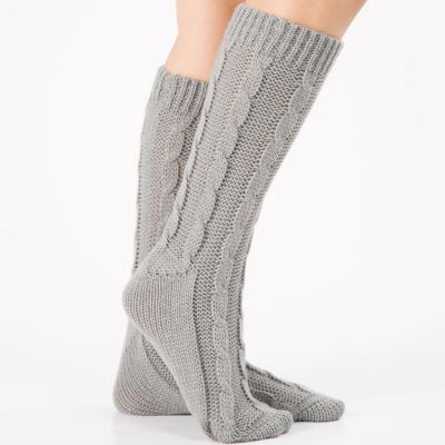 China Sherpa Socks Cable Knit Soft Legwear Slipper Socks With Non Slip Grips for sale