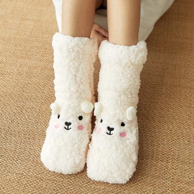 China Soft Sherpa Socks Women Ladies Novelty Plush Acrylic Fabric Home Slipper Socks Knit Plush Socks for sale