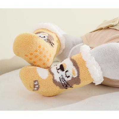 China Indoor Slipper Socks Non-slip Baby Socks Knit Lion Jacquard Cozy Home Socks for sale