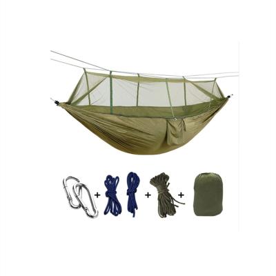 China Adult Portable Parachute Fabric Travel Nylon Hammock with Mosquito Net for Hiking Hammock Camping for sale