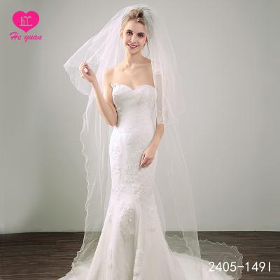 China Pearl Edge 2405-149I New Design Wedding Accessories Lace Up Two Layers High Quality Bridal Veils for sale