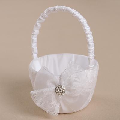 China M4125 Fantasy or Cinderella Theme Satin Bridesmaid Basket for Wedding with Beautiful Bowknots 5.75*9.5 for sale