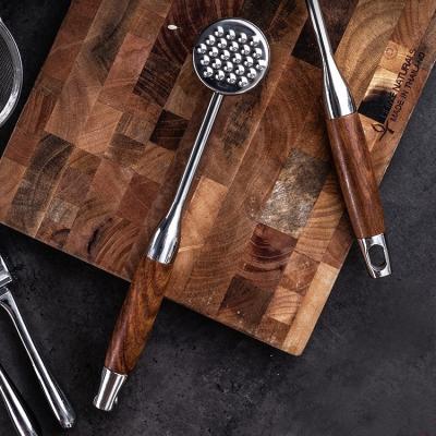 China Stocked 304 Solid Stainless Steel Rosewood Pine Steak Hammer Handle Hammer Kitchen Instruments for sale