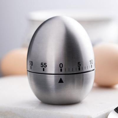 China Kitchen Egg Shaped Creative Timer Stainless Steel Timer Reminder Stored Mechanical Alarm Clock for sale