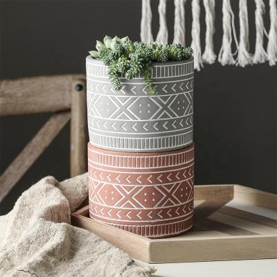 China CLASSIC Nordic round cement flower pot decoration size succulent simple creative home flower pot for sale