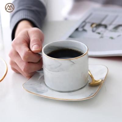 China Viable Nordic Marble Casual Tea Cup & Saucer Afternoon Tea Breakfast Coffee Cup for sale