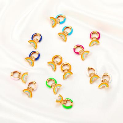 China Vintage cute temperament colorful ins clip on earrings rainbow earrings dangling earring for women for sale