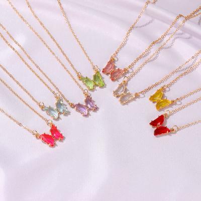 China Acrylic Resin Classic Butterfly Necklace Butterfly Chain Gold Plating Accessories Vintage Jewelry Pendant Necklace For Women Gift for sale