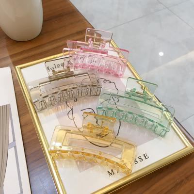 China Fashion Large Rectangular Hair Claw Clip Simple Fashion Claw Clip Hair Match All Clear Hair Accessories Women for sale