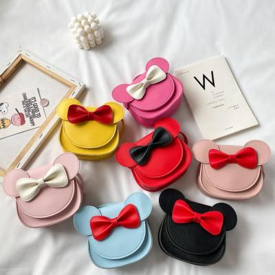 China Newest Cute Purse Bowknot Pu Leather Shoulder Handbag Children Cross - Body Mini Little Girls Kids Coin Clip Purse for sale