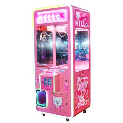 China Double Claw Crane Machine Pink Arcade Prize Cabinet Type Color Customized for sale