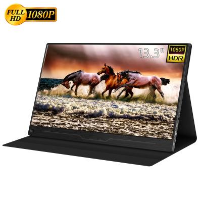 China Portable USB Type C Monitor Monitor 13.3 Inch 1080P Speaker LED Display Portable Monitor For Laptop Computer for sale