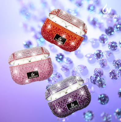 China 2022 Diamond Bling Crystal Earbud Cover Design Earphone Bag Cover Device Shockproof Crystallized Case For Apple AirPods Case for sale