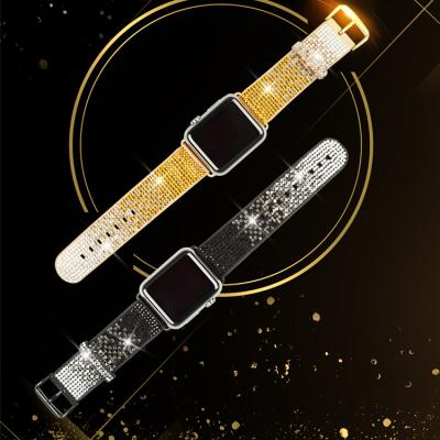 China Leather For Diamond Apple Watch Band Smart Watch Sport Band Watches Luxury Women Wrist Band for sale