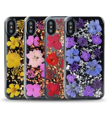 China 2021 Luxury Handmade Anti-drop Flower Sequin TPU Real Dry Soft Case For iphone 12 Clear Bumper Case For iphone 12 Apple Logo Cases for sale