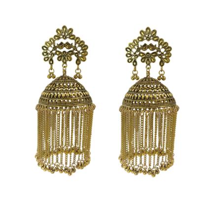 China 2021 Big Bell jewelry Jhumki Jhumka design earring ethnic chandelier collectionIndian long tassel dangle - E1111 for sale