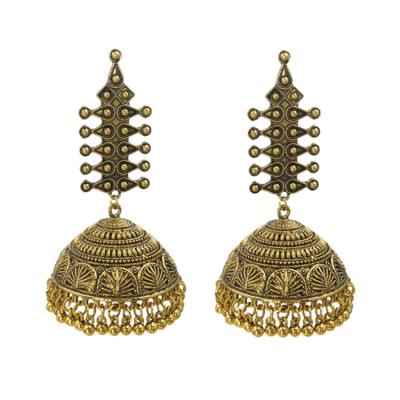 China 2021 Indian Collection Jewelry Jhumki Jhumka Ethnic Chandelier Design Big Bell Earring Fish Net Dangle - E1112 for sale