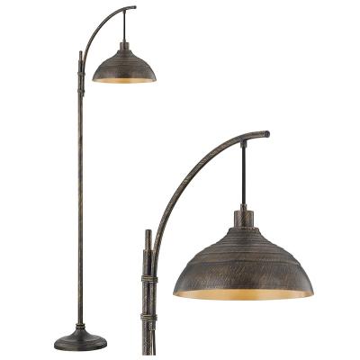 China Retro Brown Copper Bedroom Metal Floor Lamp for sale