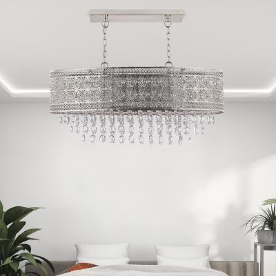 China Modern Customized Crystal Chrome Round White Pattern Cavity Metal Chandelier Ceiling Lamp For Villa Living Room Hotel Lobby for sale