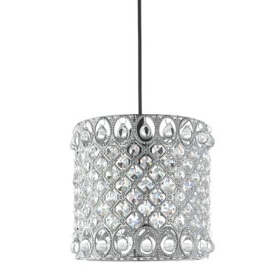 China Simple Mid Century Modern Metal Crystal Pendant Lights Satin Nickel Homelighting Decor for sale