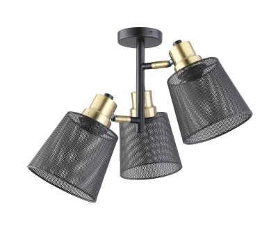 China Surface Mounted Three Bar Light Industrial Adjustable Brass Framhose Black Ceiling Shades Iron Mesh Bar Light for sale