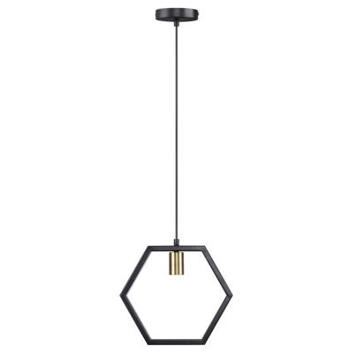 China Nice Hexagon Pendant Lamp Industrial Brass Black Home Decor Lighting Bedroom Living Room Lights for sale