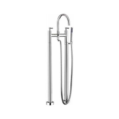 China Thermostatic Faucets Home Freestanding Bathtub Floor Mounted Waterfall Faucets with Dual lever Shower mixer for sale