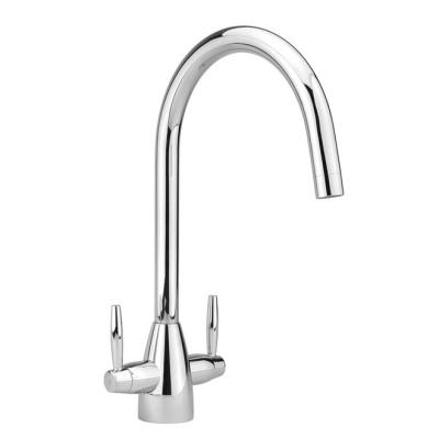 China Other Brass Chrome Finish Kitchen Faucet Hot and Cold Deck Mount Sink Taps With Dual Handle for sale