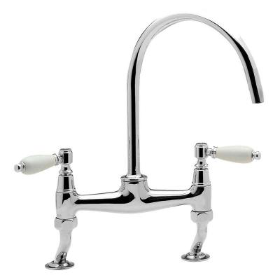 China Sense Faucets Dual Hole Handle Classic Kitchen Faucet 360 Degree Swivel Mixer Cold and Hot Basin Sink Mixer Tap for sale