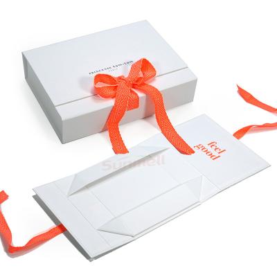 China Recyclable Recycled Dress Or Apparel Packaging Boxes With Ribbon Custom Foldable Gift Box Large Magnetic Blank for sale