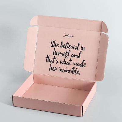 China Handmade Recycled Private Label Colored Pink Corrugated Custom Printed Shipping Boxes Package Mailer Box for sale