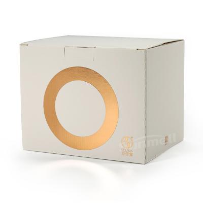 China Recyclable Custom Single Wall White Corrugated Paper Box With Gold Luxury Logo For Beauty Products for sale