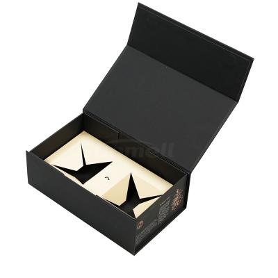 China Handmade Custom Logo Luxury Matte Black Foldable Box Magnetic Folding Gift Box For Perfume Packaging for sale