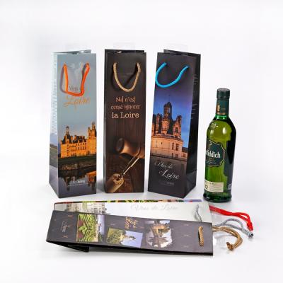 China Wholesale Recyclable Custom Single Bottle Kraft Paper Wine Gift Bag With Logo for sale