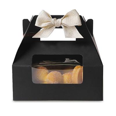 China Handmade Black Handle Food Packaging Boxes For Bakery With Luxury Ribbon Custom Cake Box for sale