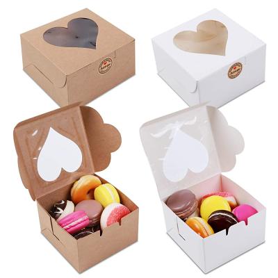 China Handmade Customized White Packaging Boxes For Donuts With Heart PVC Window Packaging Box Cake for sale