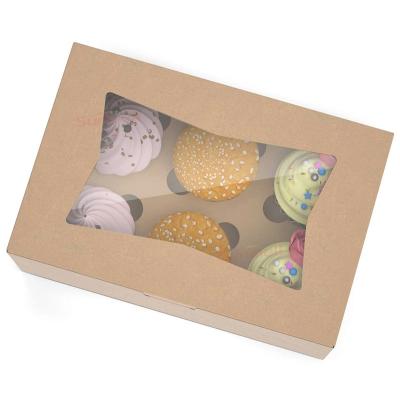 China Handmade PVC Window Kraft Paper Boxes For Bakery Custom Biodegradable Rectangle Cake Box for sale