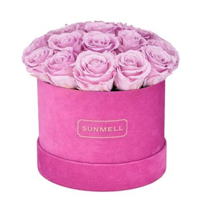 China Manufacturer Velvet Flower Packaging Box Recyclable Flower Box With Logo Custom Printed Round Boxes For Flowers for sale