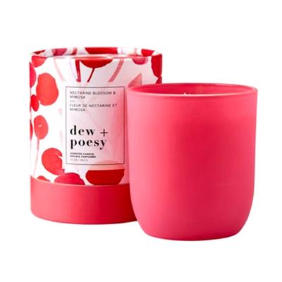 China Recyclable Custom Printed Red Blank Cardboard Cylinder Candle Box Packaging With Good Quality Rolled Edge for sale