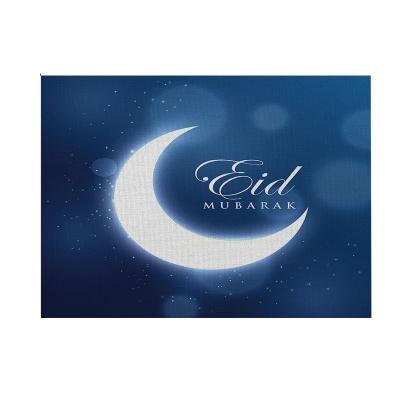 China Oilproof Custom Ramadan Decoration Muslim For Home Eid Mubarak Decoration Muslim Mosque Table Cloth Carpet Place Mat for sale