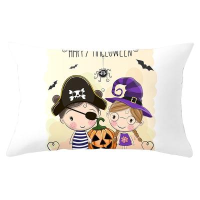 China Halloween Graffiti Pattern Anti-static High Elasticity Filler / Lumbar Pillow Canvas Polyester Pillow Cover for sale