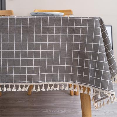 China Nordic waterproof canvas like polyester household tablecloth leaves embroidery European thick rectangle dining tablecloth for sale