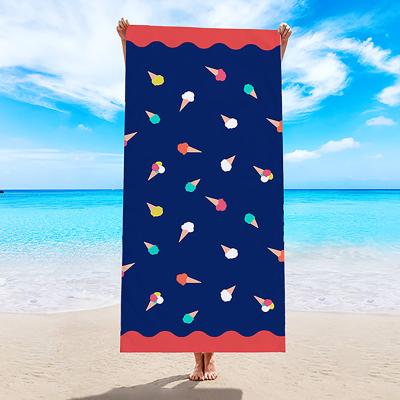 China Factory Wholesale Custom Logo Design Simple Design Soft Fast Drying Beach Blanket Wind Child Safe Towel Supplies Children Thickened Beach Towels for sale