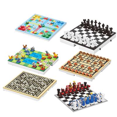 China Simulation model MOYU 96007-96012 DIY small particles building block chess puzzle educational game flying chess board block toys for children for sale