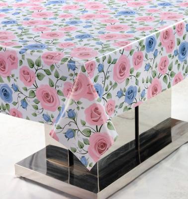 China Oilproof plastic tablecloth with fabric backing for sale